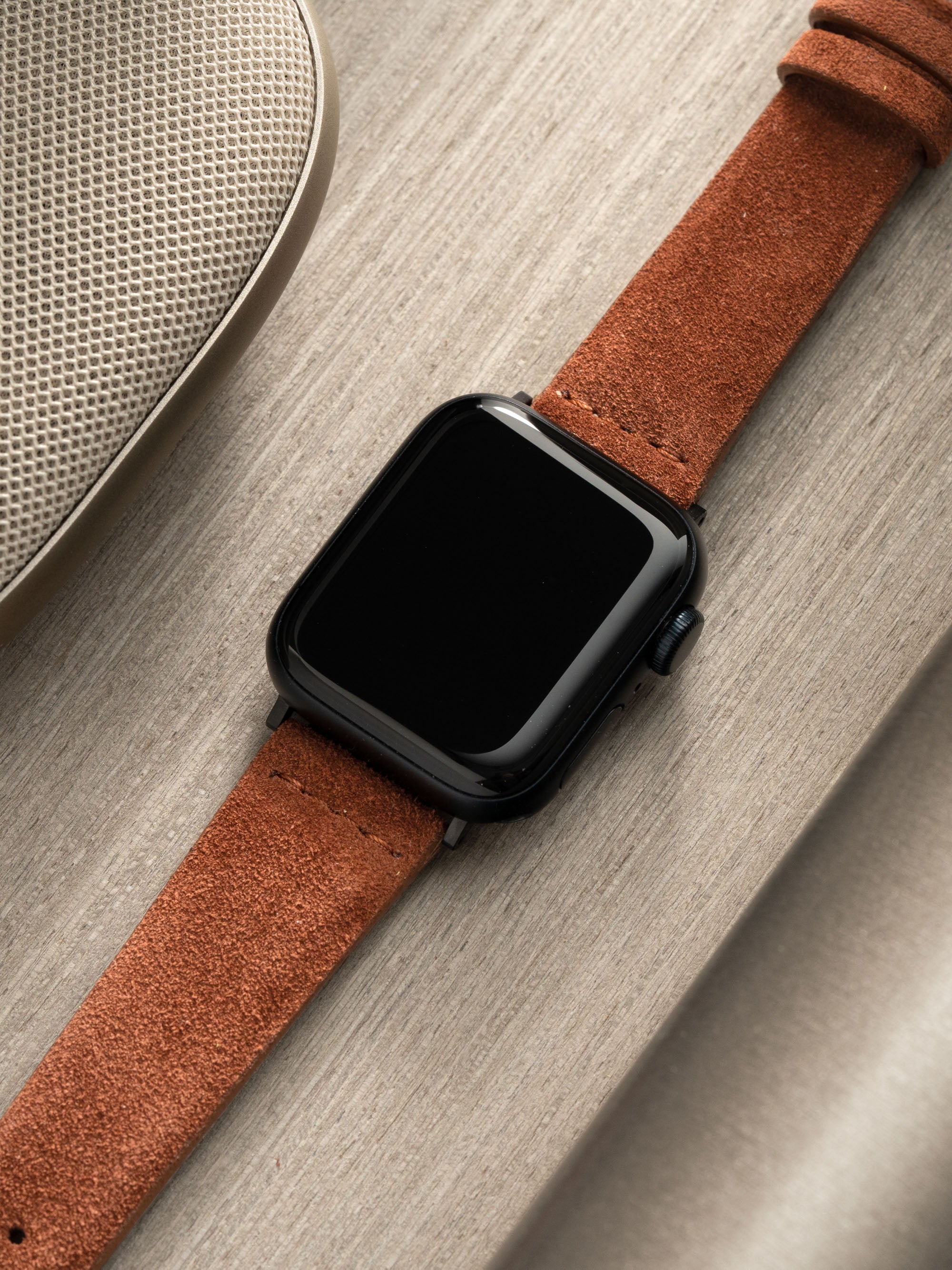 Apple Watch Band Brown Suede Leather Cognac