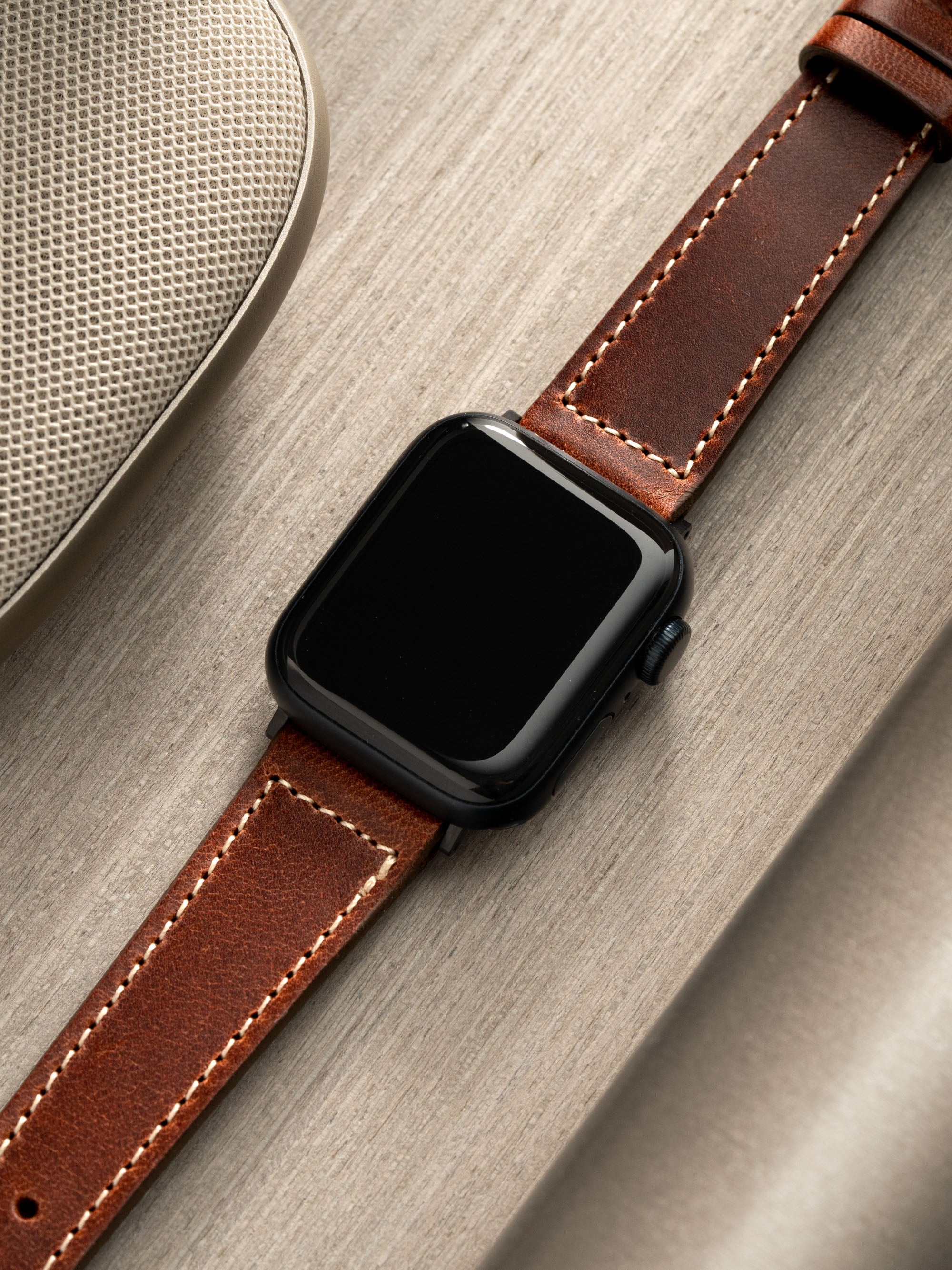 Apple Watch Band Brown Leather Siena Box Stitch Bulang and