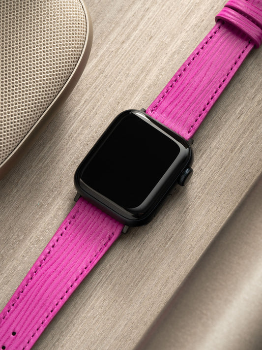 Apple-Watch-Armband – rosafarbenes Leder – Brettbeere