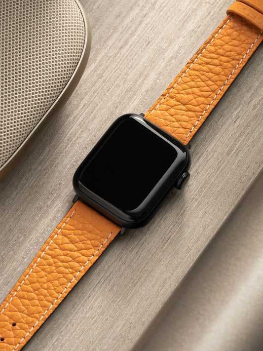 Apple Watch Armband – Gelbes Kalbsleder – Taurillon Moutarde