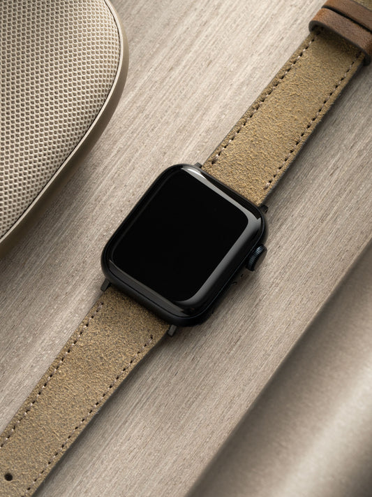 Apple Watch Band - Grey Leather - Dark Rugged