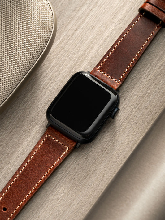 Apple Watch Band - Brown Leather - Siena Box Stitch