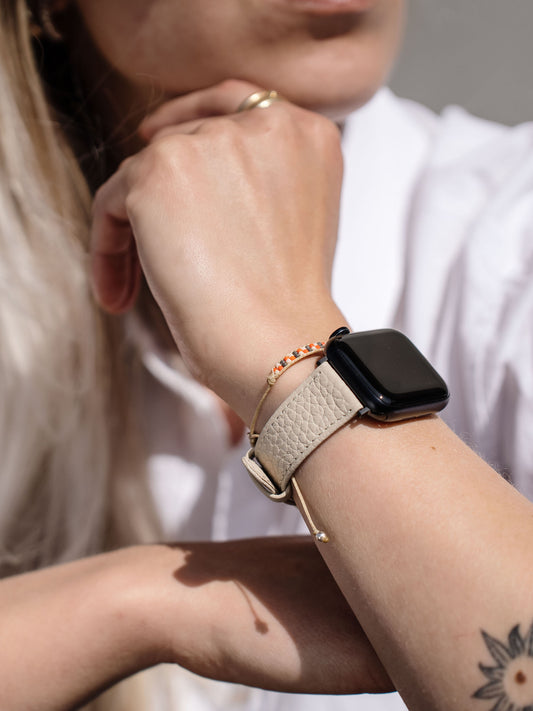 Apple Watch Armband – Cremefarbenes Kalbsleder – Taurillon Speedy