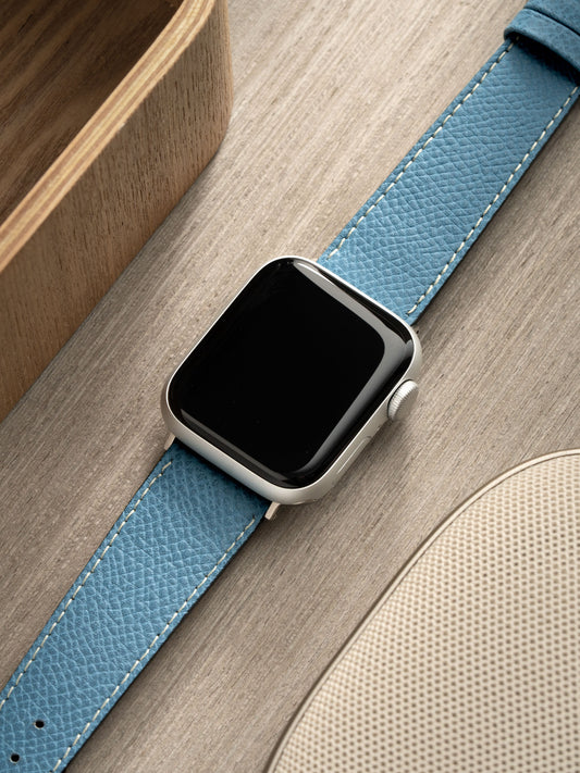 Apple Watch Armband – Blaues Kalbsleder – Sellier Ciel