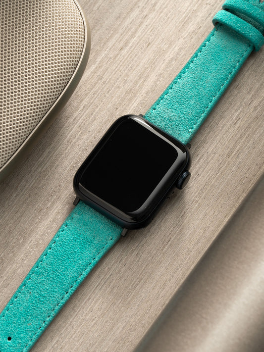 Apple Watch Band - Blue Suede Leather - Turquoise