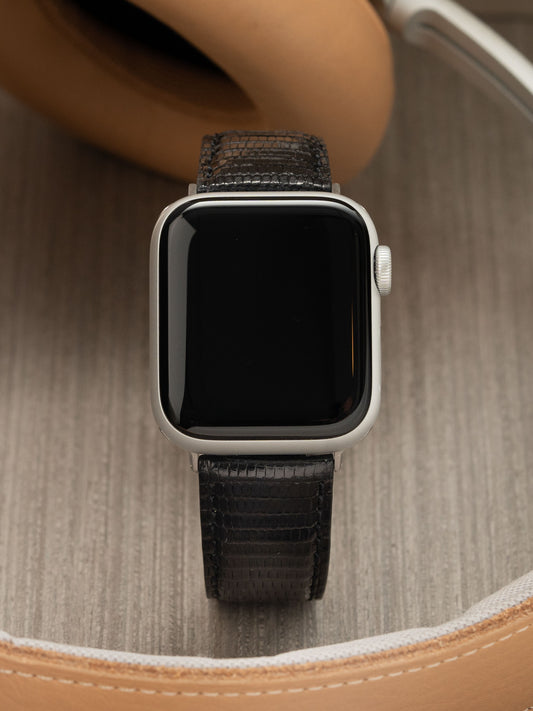 Design Apple Watch Band - Black Lizard Leather - Onyx