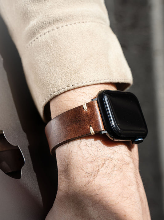 Luxury Apple Watch Band - Brown Leather - Vintage Siena