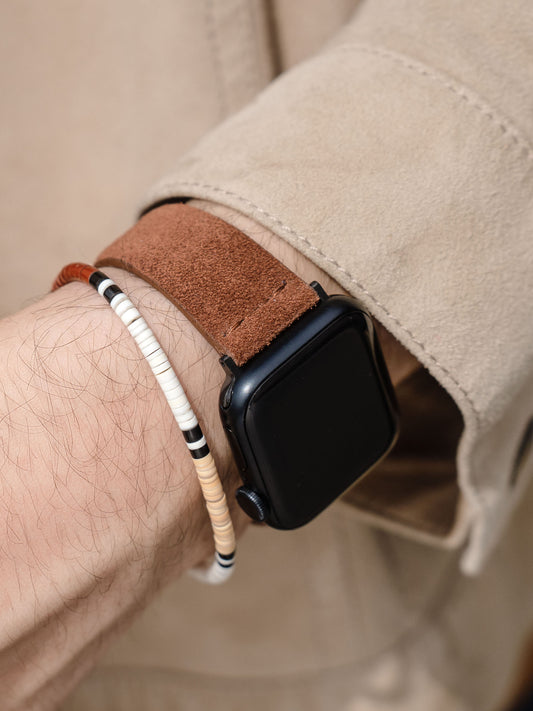Luxury Apple Watch Band - Brown Suede Leather - Cognac