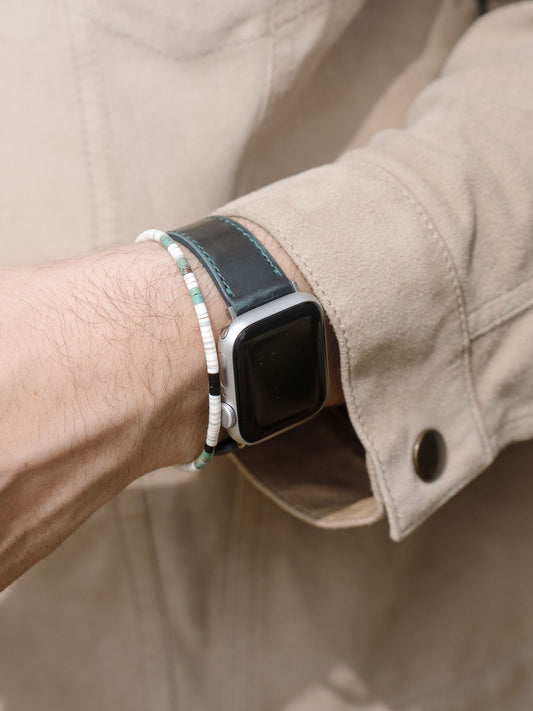 Apple Watch Band – Grünes Leder – Degradiertes Kupfer 