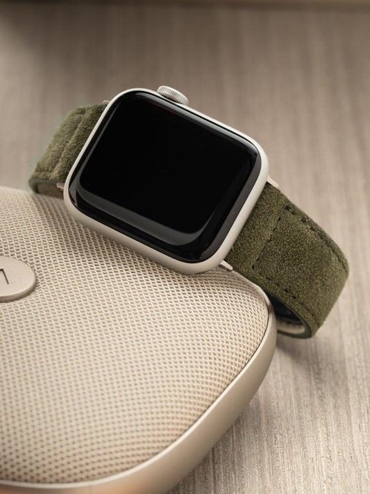 Design Apple Watch Band - Green Suede Leather - Dark Olive