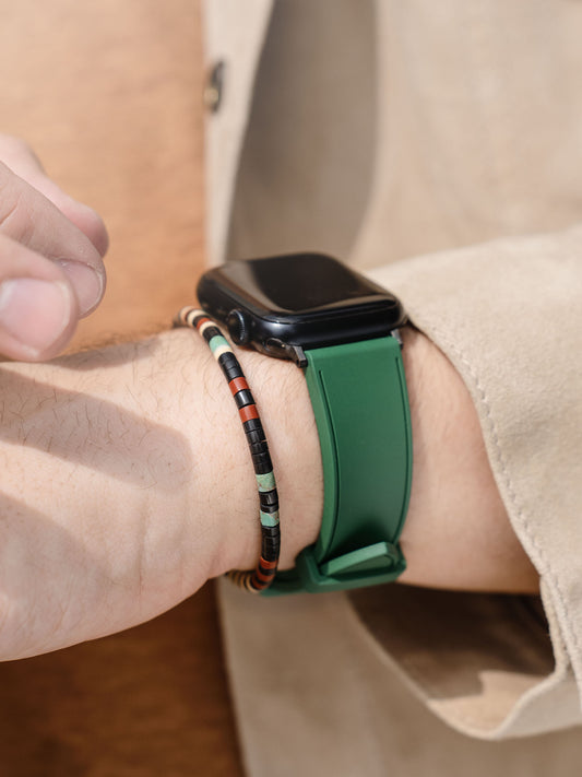 Luxury Apple Watch Band - Green Vegan Rubber - Sailor