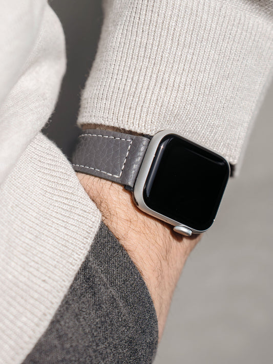 Luxury Apple Watch Band - Grey Calf Leather - Elephant