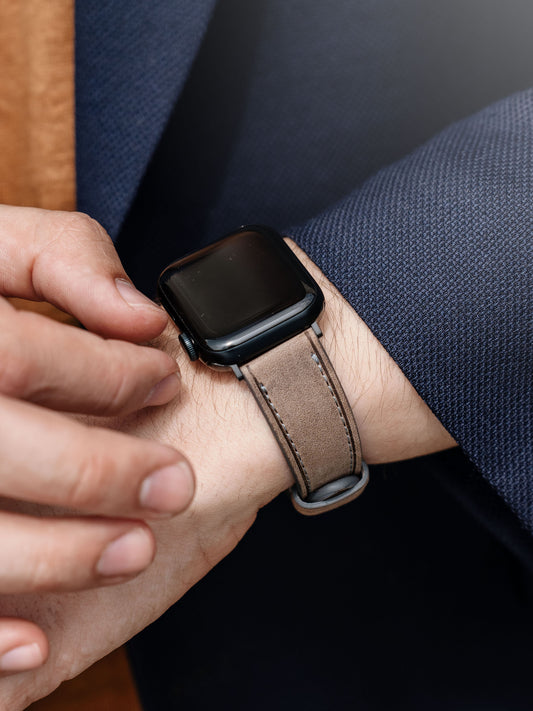 Apple Watch Band – Graues Leder – Café Au Lait