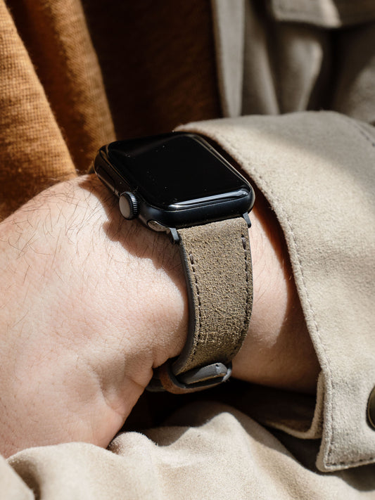 Apple Watch Band - Grey Leather - Dark Rugged