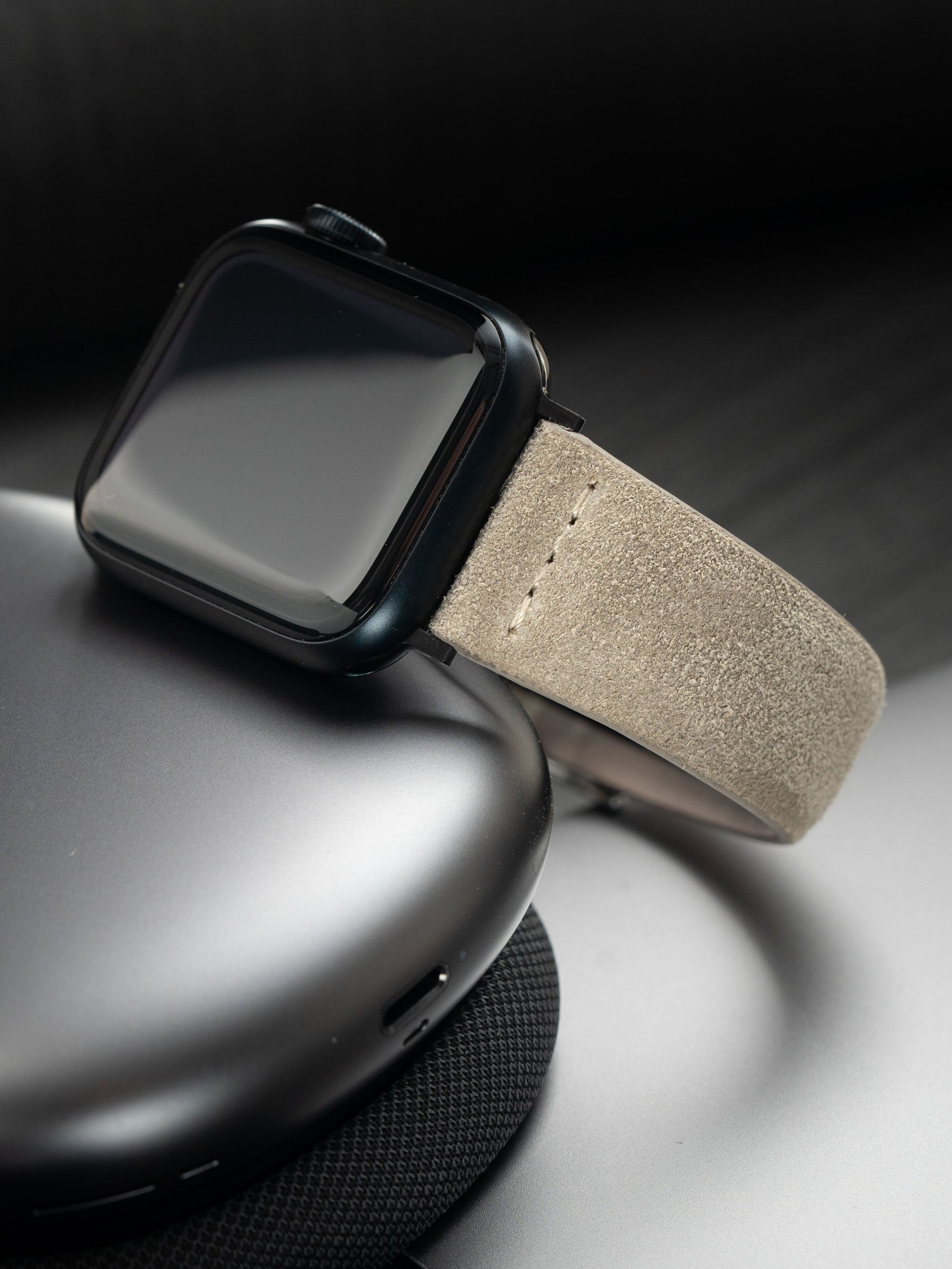 Apple Watch Band Grey Suede Leather Concrete Bulang and Sons