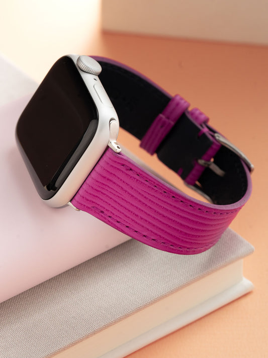 Apple-Watch-Armband – rosafarbenes Leder – Brettbeere