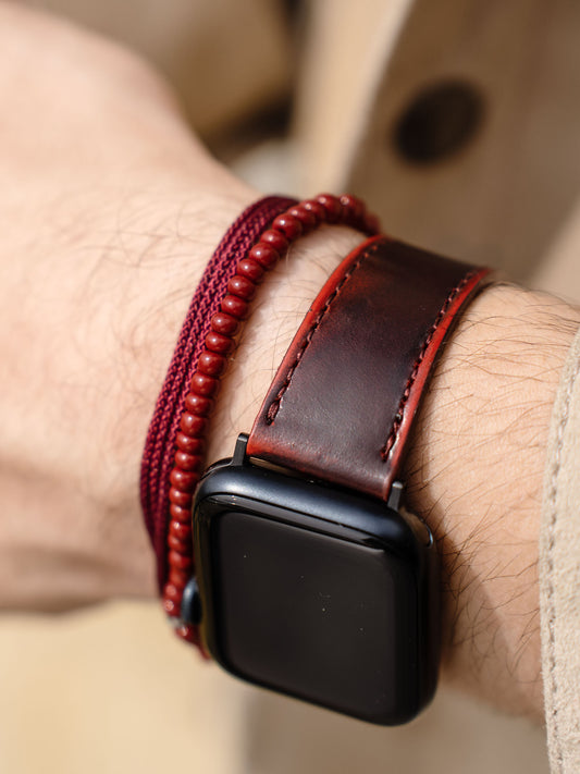 Luxury Apple Watch Band - Red Leather - Degrade Chilli