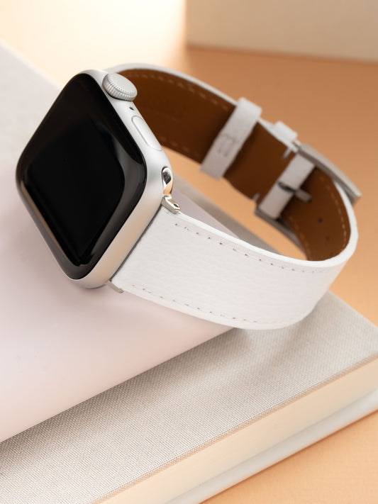 Design Apple Watch Band - White Calf Leather - Sellier Snow