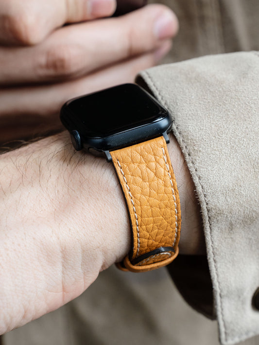 Apple Watch Band - Yellow Calf Leather - Taurillon Moutarde