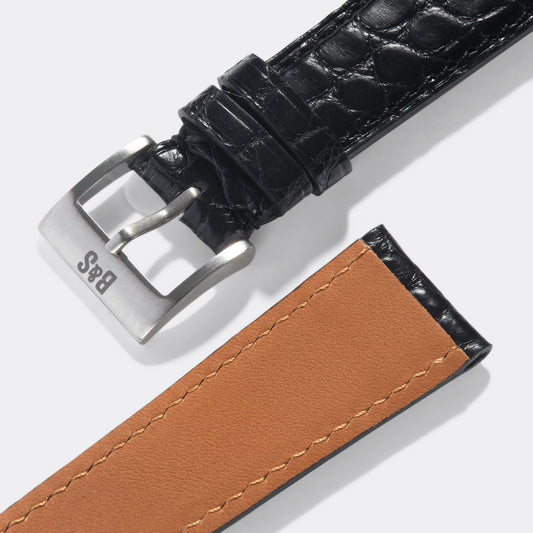 Pin & Buckle | Velour Suede Apple Watch Band - Onyx 38mm to 41mm / Silver
