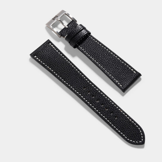 Pebbled Black Leather Watch Strap