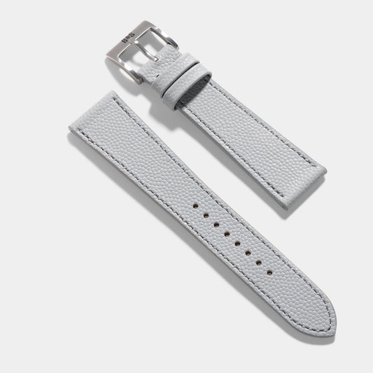 Pebbled Light Grey Tonal Leather Watch Strap