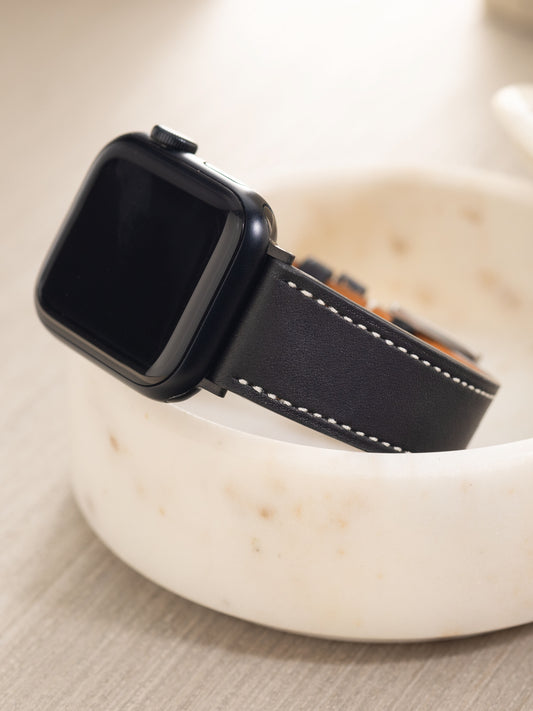 Apple Watch Band – Schwarzes Leder – Barenia