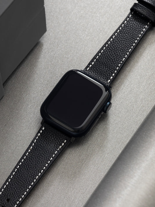 Apple Watch Band – Schwarzes Leder – gekrispelt