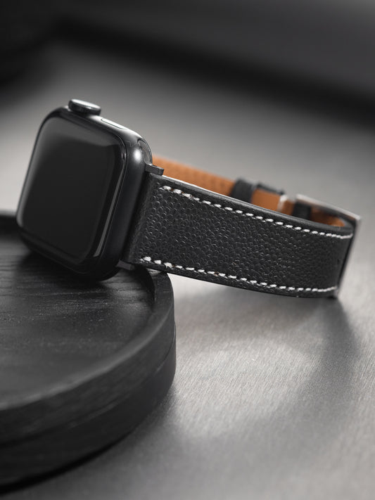 Apple Watch Band – Schwarzes Leder – gekrispelt