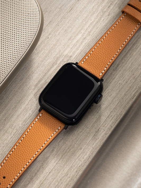 Apple Watch Armband – Cognacbraunes Leder – gekrispelt
