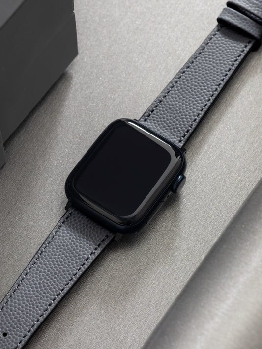 Apple Watch-Armband – Graues Leder – Ton-in-Ton gekrispelt