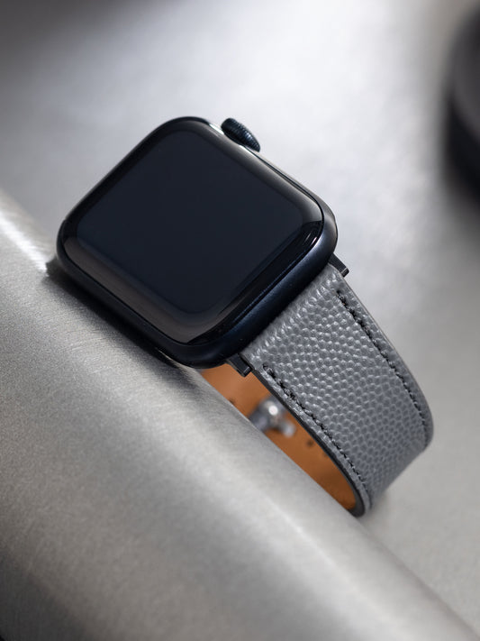Apple Watch-Armband – Graues Leder – Ton-in-Ton gekrispelt