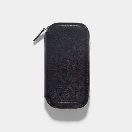 Apple Watch Reise-Reißverschlusstasche – schwarzes Kalbsleder – Twin