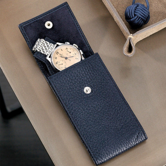 Apple Watch-Tasche – genarbtes Kalbsleder – Oxford-Blau